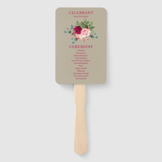 ヴィンテージ壁紙とバラ結婚式 プログラム ハンドファン (裏面)