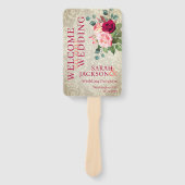 ヴィンテージ壁紙とバラ結婚式 プログラム ハンドファン (正面)