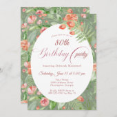 ヴィンテージ壁紙のバラ 花柄 80歳 招待状 (正面/裏面)