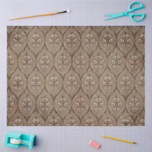 ヴィンテージ壁紙エフェメラパターンセピアデクページ 薄葉紙 (クラフト)