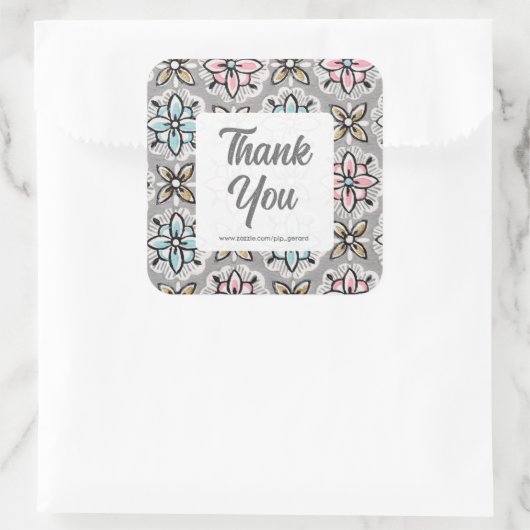 ヴィンテージ壁紙カスタムテンプレートありがとう スクエアシール (バッグ)