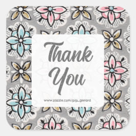 ヴィンテージ壁紙カスタムテンプレートありがとう スクエアシール