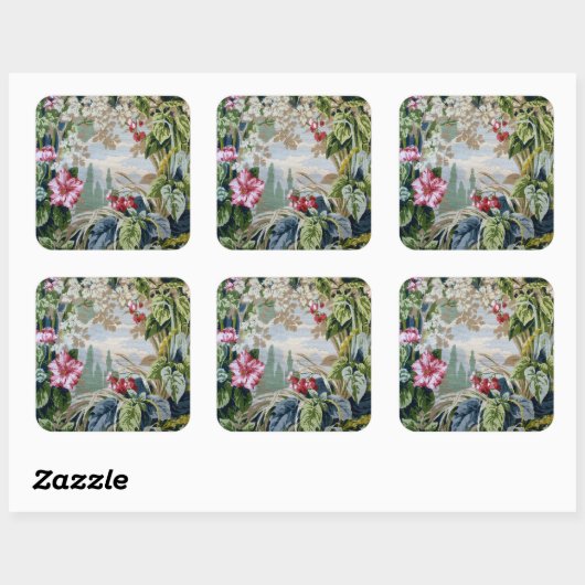 ヴィンテージ壁紙ガーデン風景 スクエアシール (シート)