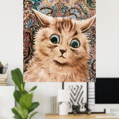 ヴィンテージ壁紙キャットポスタープリント ポスター (ホームオフィス)