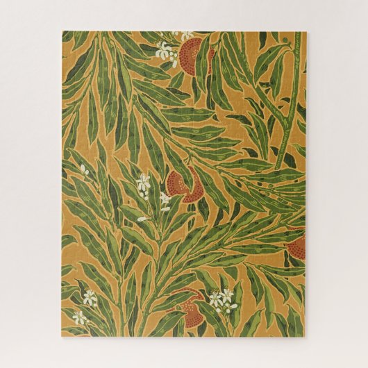 ヴィンテージ壁紙パターンオレンジの木の絵 ジグソーパズル (縦)