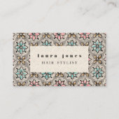 ヴィンテージ壁紙パターン美容師テンプレート 名刺 (正面)