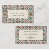 ヴィンテージ壁紙パターン美容師テンプレート 名刺 (正面/裏面)