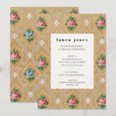 ヴィンテージ壁紙パターン ファッションデザイナーパーティー 招待状 (正面/裏面)