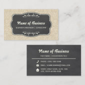 ヴィンテージ壁紙ベージュダマスクと黒板 名刺 (正面/裏面)