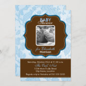 ヴィンテージ壁紙男の赤ちゃんシャワー 招待状 (正面/裏面)