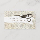 ヴィンテージ壁紙金箔張り鳥鋏 名刺 (正面)