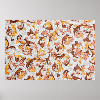 ヴィンテージ壁紙 – 18Centuのフローラルパターン ポスター