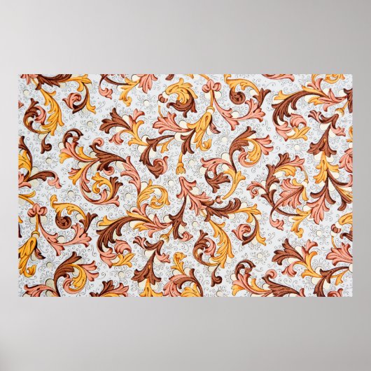 ヴィンテージ壁紙 – 18Centuのフローラルパターン ポスター (正面)