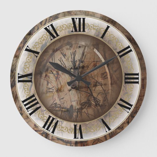 ヴィンテージ壊中時計のデザイン ラージ壁時計 (正面)