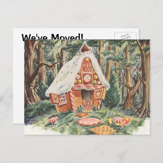 ヴィンテージ変更の住所，ハンゼルとグレテルハウス 案内ポストカード (正面/裏面)