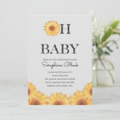 ヴィンテージ夏の水色ひまわり赤ちゃんシャワー 招待状 (スタンド正面)