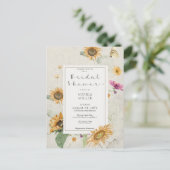 ヴィンテージ夏ひまわりクリームシャワー招待状 ポストカード (スタンド正面)