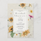 ヴィンテージ夏ひまわりクリームシャワー招待状 ポストカード (正面)