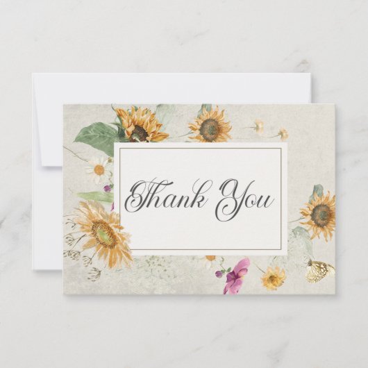 ヴィンテージ夏ひまわりフローラサンキューカード サンキューカード (正面)