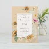 ヴィンテージ夏ひまわりフローラシャワー招待状 招待状 (スタンド正面)