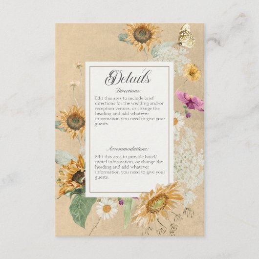 ヴィンテージ夏ひまわりフローラ詳細 エンクロージャーカード (正面)