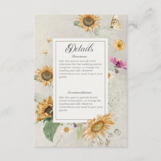 ヴィンテージ夏ひまわりフローラ詳細 エンクロージャーカード (正面)