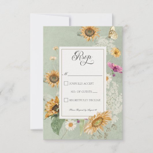 ヴィンテージ夏ひまわりフローラ 出欠カード (正面)