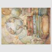 ヴィンテージ夏休みスーツケースの世界地図 薄葉紙 (正面)