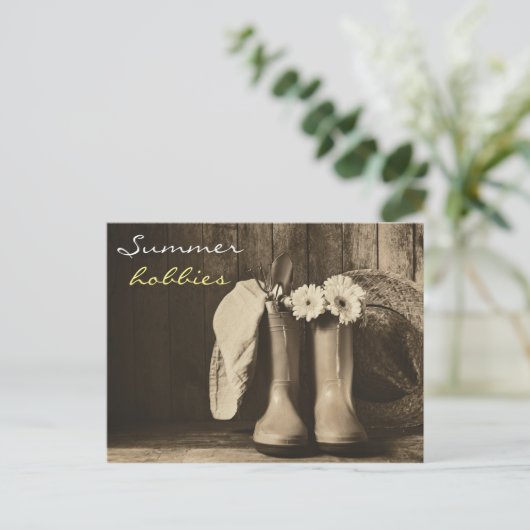 ヴィンテージ夏園芸用具はがき ポストカード (スタンド正面)