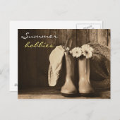 ヴィンテージ夏園芸用具はがき ポストカード (正面/裏面)