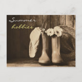 ヴィンテージ夏園芸用具はがき ポストカード (正面)