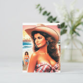 ヴィンテージ夏女性のカーボーイ ポストカード (スタンド正面)