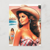 ヴィンテージ夏女性のカーボーイ ポストカード (正面)
