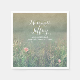 ヴィンテージ夏結婚草地紙ナプキン スタンダードカクテルナプキン