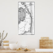 ヴィンテージ外銀の地図(1862) BW ポスター (キッチン)