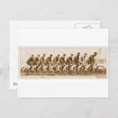 ヴィンテージ多人多連Tandem自転車の古い写真 ポストカード (正面/裏面)