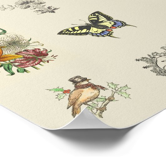 ヴィンテージ多彩な印刷可能なスクラップブック作り画像 ポスター (角)