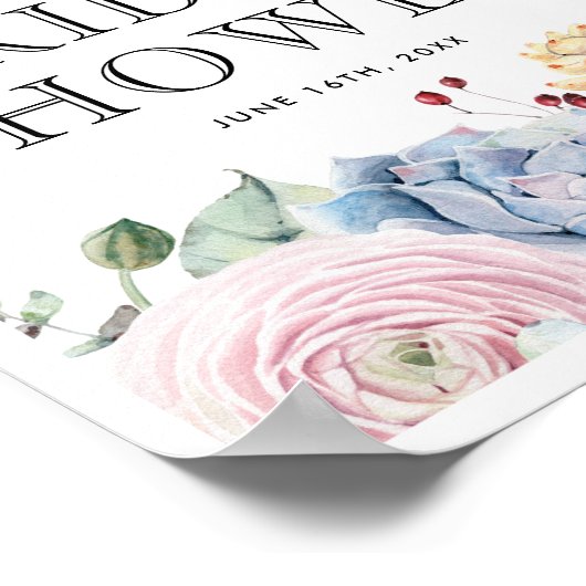 ヴィンテージ多汁フローラブライダルシャワー歓迎 ポスター (角)