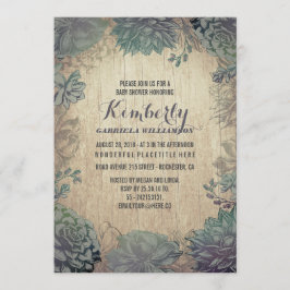 ヴィンテージ多肉乳児素朴シャワー 招待状