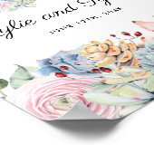 ヴィンテージ多肉性フローラ歓迎結婚の ポスター (角)