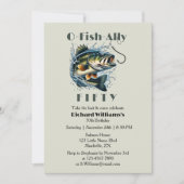 ヴィンテージ大きな魚の餌IshAlly 50誕生日 招待状 (正面)