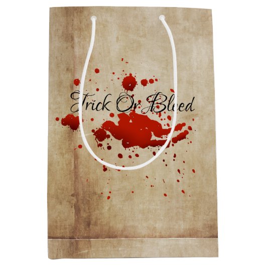ヴィンテージ大人ハロウィーン血トリックまたはトリート ミディアムペーパーバッグ (正面)