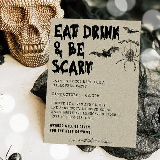 ヴィンテージ大人食べのハロウィーン、飲み物&怖がる 招待状