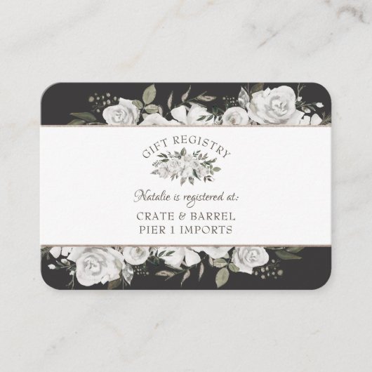 ヴィンテージ大切なフローラブライダルシャワーギフトレジストリ エンクロージャーカード (正面)