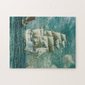 ヴィンテージ大型ホワイトソ絵画ールボート（1895年） ジグソーパズル (横)