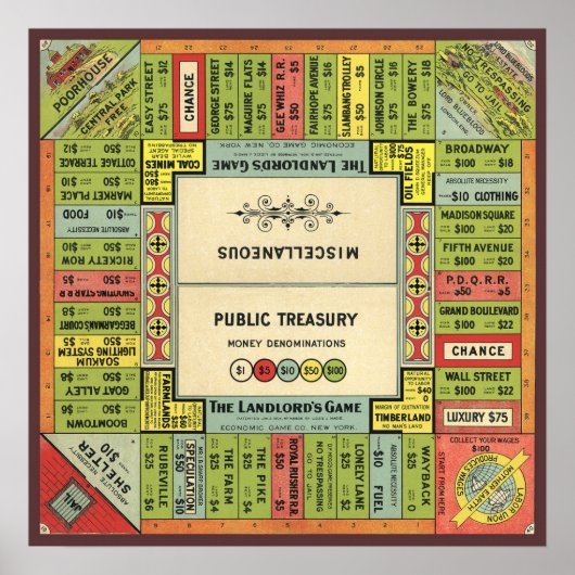 ヴィンテージ大家ゲーム – アートプリント ポスター (正面)