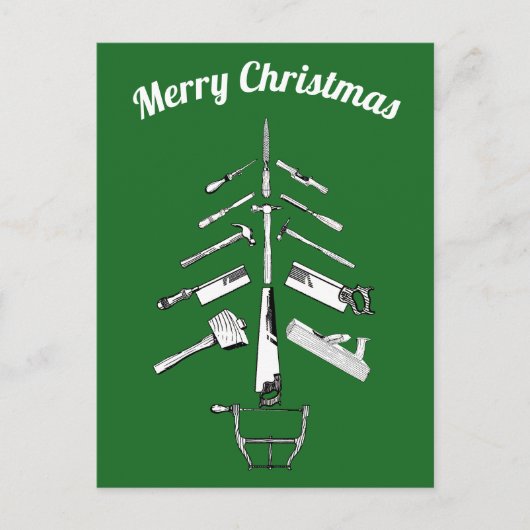 ヴィンテージ大工道具クリスマスプレゼント シーズンポストカード (正面)