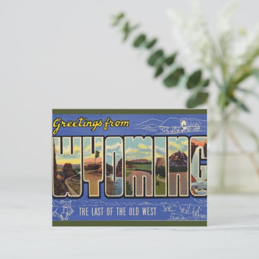 ヴィンテージ大文字ワイオミングはがき ポストカード (スタンド正面)