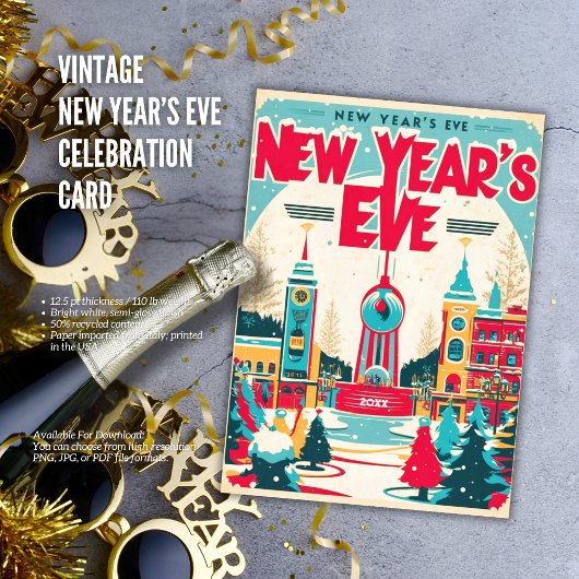 ヴィンテージ大晦日お祝いカード シーズンカード
