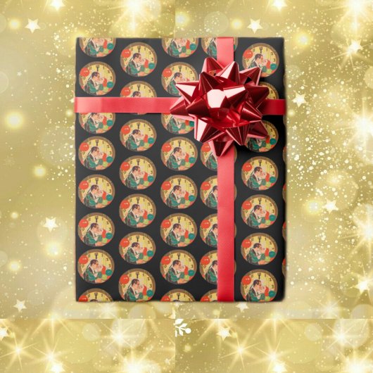 ヴィンテージ大晦日カップル ラッピングペーパー